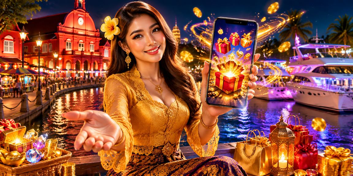 Pemain wanita Malaysia dalam pakaian kebaya menikmati platform hiburan dalam talian 9010 di Melaka